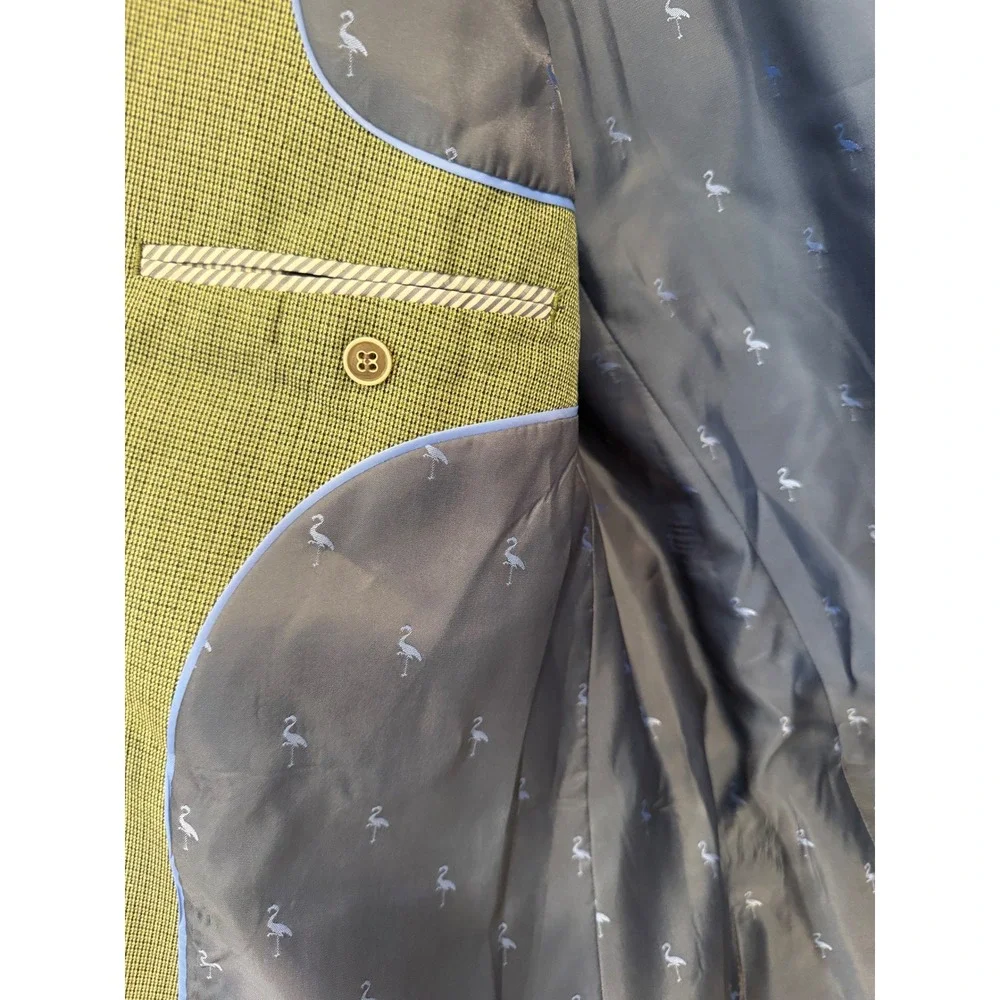 Tailorbyrd Collection Mens 46L Green Micro Check Blazer Sport Coat Preppy READ